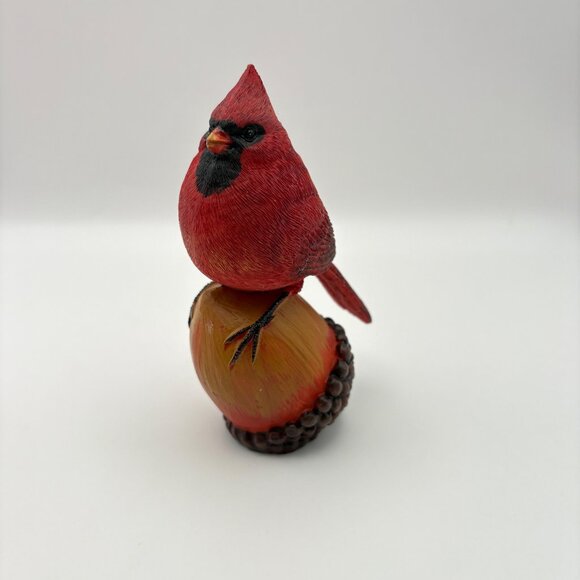 Cardinal Bird Perched on Acorn Winter Figurine Nature Rustic Christmas Decor - Picture 9 of 9